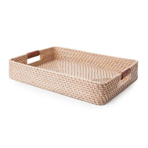 Panier de rangement rectangulaire tissé en imitation rotin marron foncé durable Plateau de service floral élégant pour la restauration à domicile et l'hôtel - Product Image 4