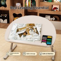 Bureau d'appoint pliable et réglable en bois d'hévéa en forme de pomme pour enfants, idéal pour la lecture, l'étude et l'utilisation d'ordinateur au chevet, dans la chambre ou à la maison