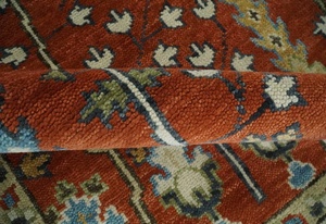 Tapis de décoration de sol en laine sur mesure abstrait arbre vie rouille ivoire motif haut traditionnel tapis noué à la main pour le salon - Product Image 3