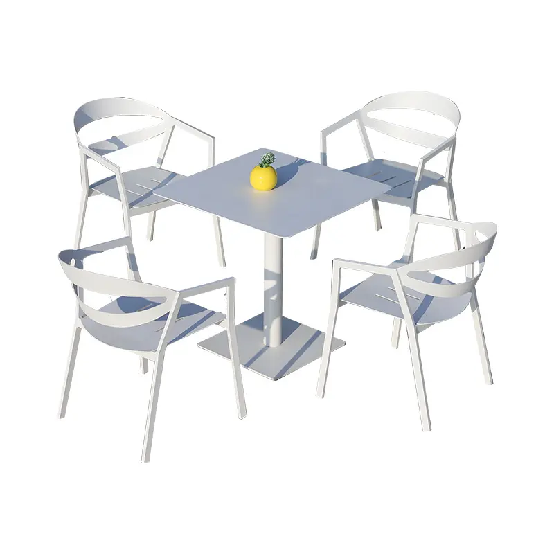 ชุดโต๊ะและเก้าอี้อลูมิเนียมวินเทจชุดเฟอร์นิเจอร์รับประทานอาหารในสวนกลางแจ้ง