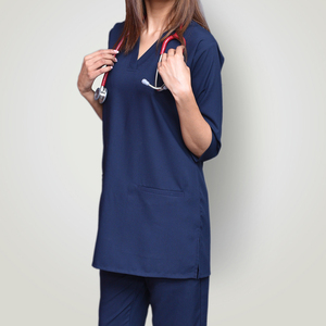 Conjunto de uniforme médico de color sólido antiarrugas/conjunto de uniformes de Enfermería de hospital personalizados/exfoliante cómodo de enfermería con cuello en V para mujeres - Product Image 5