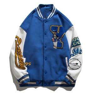 Vente en gros de veste Letterman universitaire vintage avec logo personnalisé, broderie en chenille, quantité minimale de commande bas, tissu laine d'hiver, toile, manches en cuir - Product Image 5