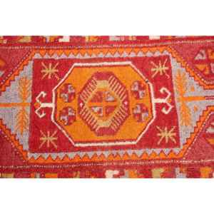 Alfombra Turca Vintage Pequeña de 1.6x2.8 pies, Alfombra Roja con Puntos Naranja - Product Image 4