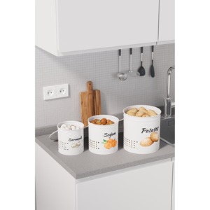 Cubo de Almacenamiento de Metal Blanco de 3 Niveles para Papas, Cebollas y Ajos con Tapa Metálica (Blanco/Blanco) - Product Image 5