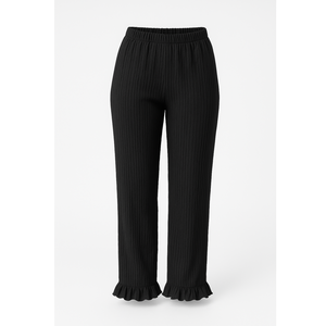 Pantalones de Punto Acanalado de Pierna Ancha para Mujer, Invierno 2026, con Dobladillo Ondulado, Ligeros, Resistentes al Viento, Ecológicos, Transpirables y con Cintura Elástica - Product Image 1