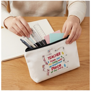 Teacher Appreciation Cosmetic Bag Zipper <b>Makeup</b> Pouch Stationary Cute Message Toiletry <b>Case</b> for Gift and School Use 22x13.5cm - Product Image 4