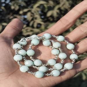 Amazonite Beaded <b>Necklace</b> 8mm Round Gemstone Beads Healing Crystal Amazonite Jewelry Gift for Her Handmade <b>Boho</b> <b>Necklace</b> - Product Image 3
