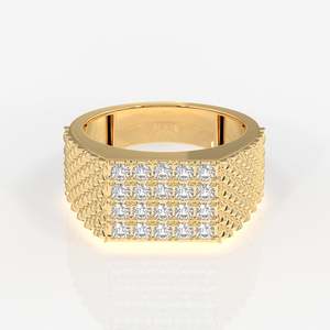 Bague en or jaune 18 carats pour homme Luxe Heritage avec diamant Moissanite – Accessoire élégant d'inspiration Heritage - Product Image 1