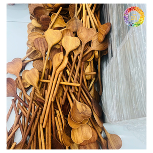 Petites cuillères en bois, 100% cuillère en bois de teck naturel, cuillère en bois d'acacia, ensemble fourchette et couteau en bouleau et cuillère à soupe en bois classique - Product Image 5