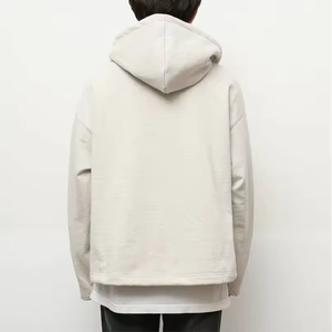 Sweat à capuche vierge surdimensionné en coton épais col en V court Vintage Hoodies pour hommes - Product Image 5