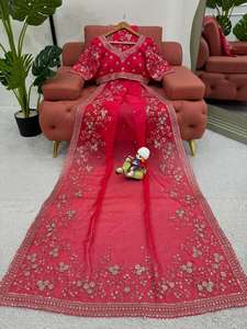 ผ้าไหมซาริทอส่าหรีสำหรับใส่ไปงานปาร์ตี้ผ้าแพรสีเขียว - Product Image 2