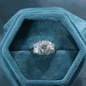 แหวนหมั้นสำหรับผู้หญิงแหวนหมั้นสไตล์ไม่เหมือนใครเพชรตัดสดใส - Product Image 6