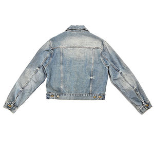 Womens Cropped Denim Jacket <b>Light</b> Wash Vintage Jean Coat Short Casual Outerwear Long Sleeve High Waist Fashion Top - Product Image 4