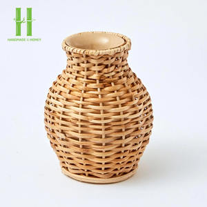 Urna trenzada tejida a mano, jarrón coalescente alto moderno para decoración de flores, jarrón de urna de ratán, OEM personalizado de Vietnam - Product Image 3