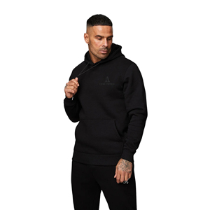 Conjunto de chándal con capucha negra de algodón para hombre, precio al por mayor, cómodo conjunto de dos piezas para correr para ropa informal y moda callejera - Product Image 5