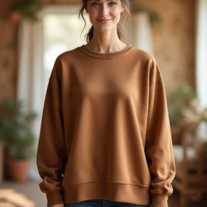 เสื้อกันหนาวขนแกะโพลีเอสเตอร์โอเวอร์ไซส์สำหรับผู้หญิงเสื้อสเวตเตอร์ขนแกะสีดำระบายอากาศแบบลำลองมีฮู้ดเสื้อกันหนาวแบบสวมหัวออกแบบได้ตามต้องการ - Product Image 6