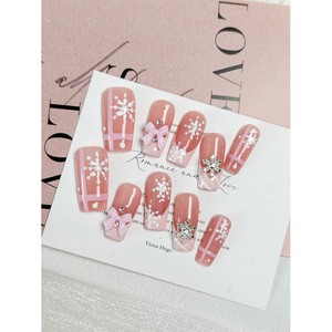 Uñas Postizas Rosa Invierno Brillante - Product Image 3