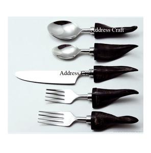 Ensemble de couverts en acier inoxydable de style unique avec poignée en corne naturelle Vaisselle et vaisselle Articles ménagers Cuillère Fourchette Ensemble de couverts - Product Image 5