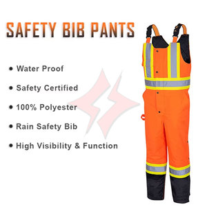 Custom ANSI Class 1 <b>Waterproof</b> Bib Pants Workwear Safety Clothing Fluorescent High-Visibility Construction Factory Outdoor Jobs - Product Image 3