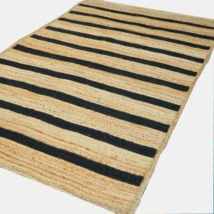 Negro Beige Yute Diseño rayado Alfombra plegable ecológica Forma rectangular Colores personalizables Hogar Sala de estar Resort - Product Image 2