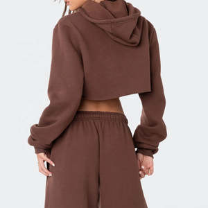 เสื้อครอปฮู้ดดี้ผู้หญิงสไตล์หรู ขายดี ผ้าไม่ยับ คุณภาพสูง ราคาสมเหตุสมผล แขนยาว - Product Image 4