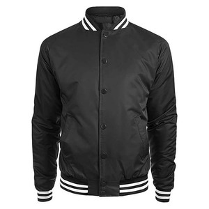 Bomber Jacket Men Varsity Casual Striped Button Down Lightweight Baseball Satin Varsity Men's Jacket with Pockets - Product Image 5