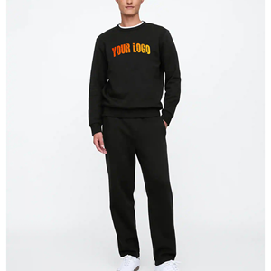 Trajes de chándal hechos a medida con cuello redondo lavado con ácido ropa de invierno de manga larga para Hombre Trajes de chándal nuevo diseño de Color sólido OEM traje de sudor Unisex - Product Image 3