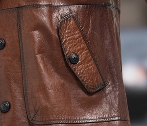 Stylish Plus Size Soft Lambskin Leather Waterproof Print Trench Coat Comfortable Vintage Multi <b>Pockets</b> Overcoat Standard - Product Image 5