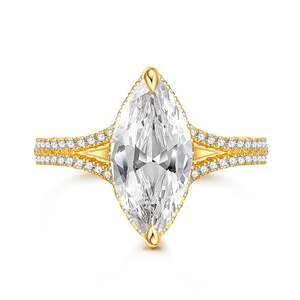 Bague de promesse Jeulia en argent sterling plaqué rhodium avec moissanite taille marquise - Product Image 1