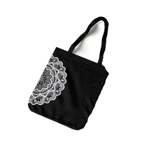 Sac fourre-tout noir de Bohème personnalisé indien fait à la main léger durable 100% coton abstrait personnalisé brodé recyclable - Product Image 6
