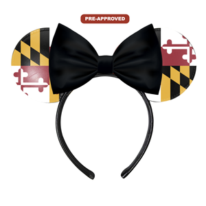 Custom Factory Order Headband-Made-to-Order Concept <b>Mouse</b> Ears with Maryland State Flag Design Pre-Approval Required - Product Image 1