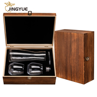 Ensemble de verres à vin sans pied de 16 oz et carafe en cristal avec perles de nettoyage et ouvre-bouteille dans un coffret cadeau en bois pour mariage