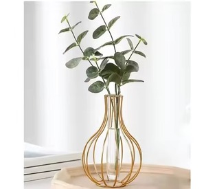 Jarrón de Piso Decorativo de Hierro para Hogar y Oficina con Soporte de Metal y Tubo de Ensayo de Vidrio para Plantas y Flores - Product Image 3