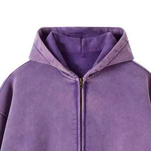 Sweat-shirts pour hommes surdimensionnés personnalisés, délavés à l'acide, usés, vintage, déchirés, brodés, avec des strass, design lourd pour l'hiver, 100% - Product Image 2