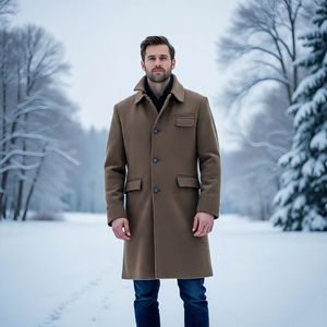 เสื้อโค้ทผ้าวูลถักสำหรับผู้ชาย, เสื้อโค้ทผ้าวูลแขนยาวสำหรับ100% ฤดูหนาวระบายอากาศได้ดี - Product Image 2