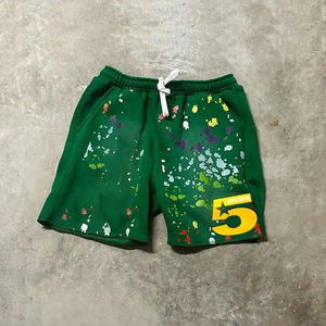 Pantalones cortos de gimnasio informales Vintage para hombre, logotipo de grafiti con estampado de hojaldre personalizado, borde cortado con dobladillo crudo francés lavado de alta calidad - Product Image 5