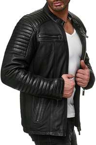 Chaqueta de moto de piel de oveja Unisex de moda con diseño minimalista moderno patrón de camuflaje costura duradera ecológica - Product Image 3
