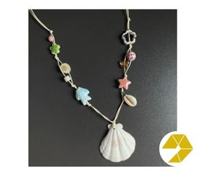 Collar de concha marina Gargantilla de perlas Pulsera de estrella de mar Verano costero Collar de concha marina hecho a mano Perla tropical Joyería de estrella de mar - Product Image 4