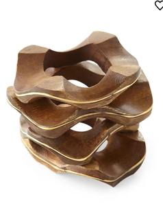 Ensemble de 4 anneaux de serviette en acrylique en brun café Classique Durable Écologique Stocké Décoration de table à manger pour Noël - Product Image 6