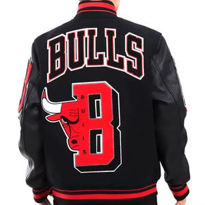 2025 Wholesale Custom Out Wear Embroidery Mens Bomber <b>Varsity</b> <b>Jackets</b> Color Blocking Button up <b>Vintage</b> <b>Varsity</b> <b>Jacket</b> - Product Image 2