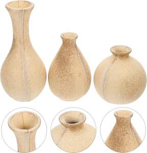 Vase de bourgeon en bois 3 pièces bricolage Vases faits à la main Arrangement de fleurs boîte de rangement de fleurs décoration de la maison porte-fleurs sèches - Product Image 4