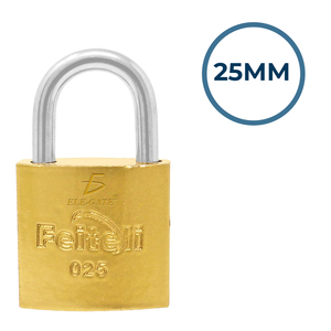 Lucchetto di Sicurezza in Ferro con Gancio Corto Dorato 25mm, Materiale in Acciaio con Chiave - Product Image 4