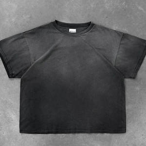 เสื้อยืดผู้ชายแบบกำหนดเอง เสื้อยืดสตรีทแวร์เปล่า คุณภาพสูง เสื้อยืด 100% ผ้าฝ้าย เนื้อหนา ทรงโอเวอร์ไซส์ คอกลม สำหรับผู้ชาย - Product Image 2