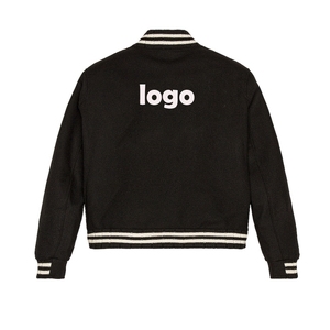 Vestes de baseball universitaire en laine à manches longues pour hommes, veste Letterman d'hiver, veste universitaire vierge unie avec poche et logo imprimé - Product Image 4