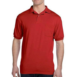 Polo pour homme à manches courtes et col rond, 100 % coton, tricoté uni, anti-plis, personnalisable - Product Image 1