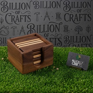 Ensemble de sous-verres carrés en bois, cerisier, érable, noyer noir, pour la décoration de table à café ou à thé - Product Image 5