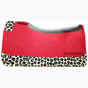 Premium Soft Quality Outdoor Sports Equestrian Western Horse Wool Felt Saddle Pads Hairon Leopard Design Leather horse equipment
