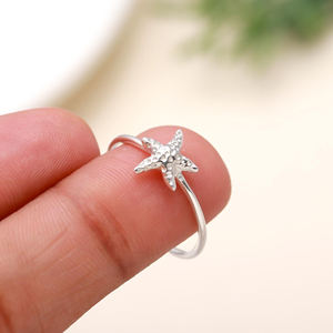 Nouveau Design étoile de mer bague de mode inspiré de l'océan minimaliste 925 bague en argent Sterling été océan Style plage bijoux pour femmes - Product Image 1
