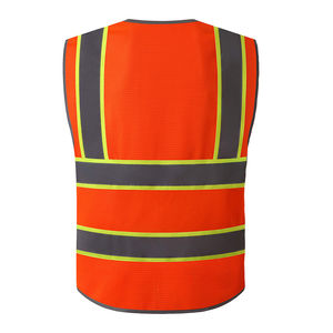 Haute visibilité hommes gilet robuste poches couleur personnalisée femmes maille bicolore haute visibilité gilet de sécurité réfléchissant - Product Image 3