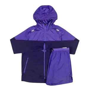 Costume personnalisé Ensemble court deux pièces Veste zippée Survêtement fermeture éclair Survêtement en polyester à fermeture éclair Survêtement coupe-vent pour hommes - Product Image 1